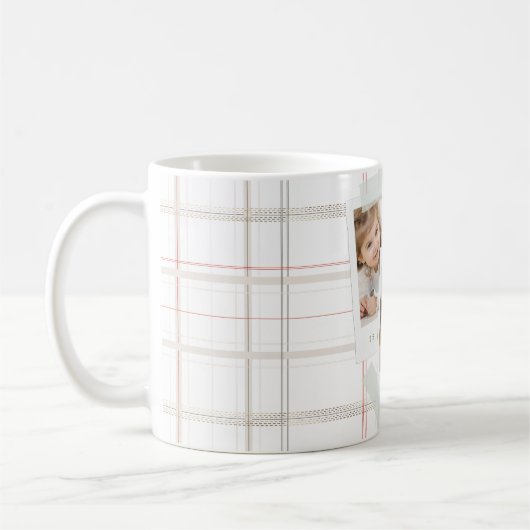 Traditionele Plaid Gezellige Cabin Witte Check Fot Koffiemok (Links)