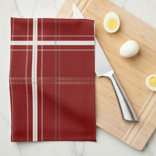 Traditionele plaid gezellige cabine Bourgogne Kers Theedoek (Quarter Fold)