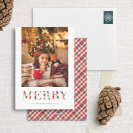 Traditionele Plaid MERRY Type Vakantie Fotokaart Feestdagenkaart