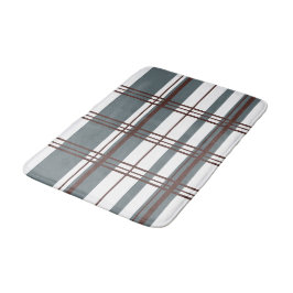 Traditionele Plaid Rookgrijs, Diep Bourgondië, Wit Badmat