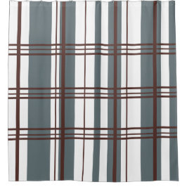 Traditionele Plaid Rookgrijs, Diep Burgundy, Wit Douchegordijn