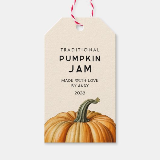 Traditionele pompoenjam voedsel pot etiketten cadeaulabel (Voorkant)