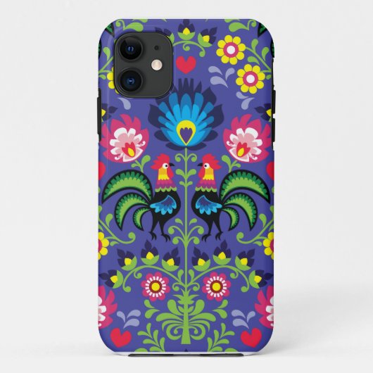 Traditionele Poolse bloemborduurvrouw met roosters Case-Mate iPhone Case (Achterkant)