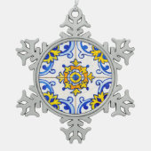 Traditionele Portugese Azulejo-tegel Tin Sneeuwvlok Ornament (Voorkant)