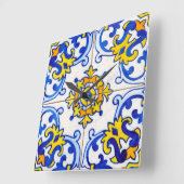 Traditionele Portugese Azulejo-tegel Vierkante Klok (Hoek)