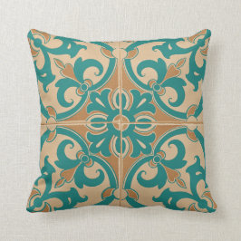 Traditionele Portugese Azulejo Tile | blauwgroen t Kussen