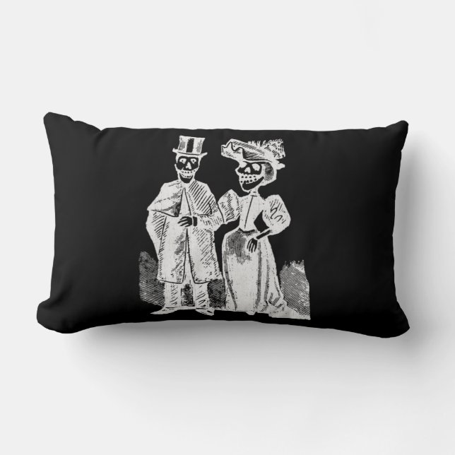 Traditionele Posada Calavera Koppel Illustratie Kussen (Voorkant)