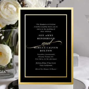 Traditionele Premium Calligrafie Gouden Lijst Trou Folie Uitnodiging