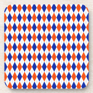 Traditionele Preppy Argyle in Oranje en blauw Bier Onderzetter