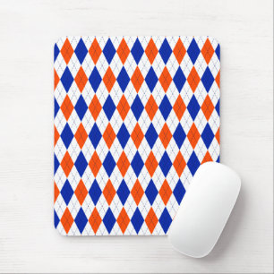 Traditionele Preppy Argyle in Oranje en blauw Muismat