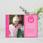 Traditionele Prettige feestdagen kaart (hot-roze) (Staand voorkant)