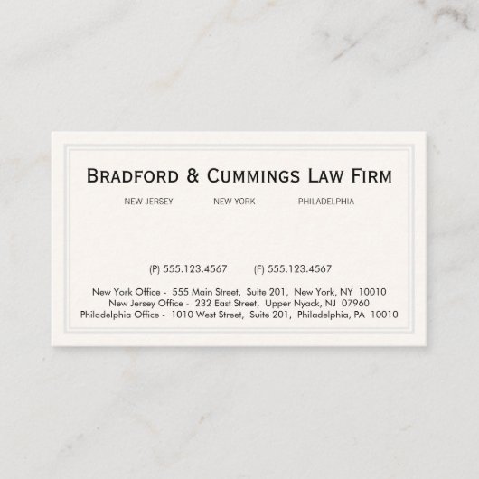 Traditionele  professionele Kantoor Visitekaartje (Voorkant)