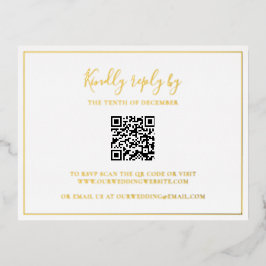 Traditionele QR-code Elegante bruiloft Folie SVP K Uitnodiging Briefkaart