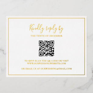 Traditionele QR-code Elegante bruiloft Folie SVP K Uitnodiging Briefkaart