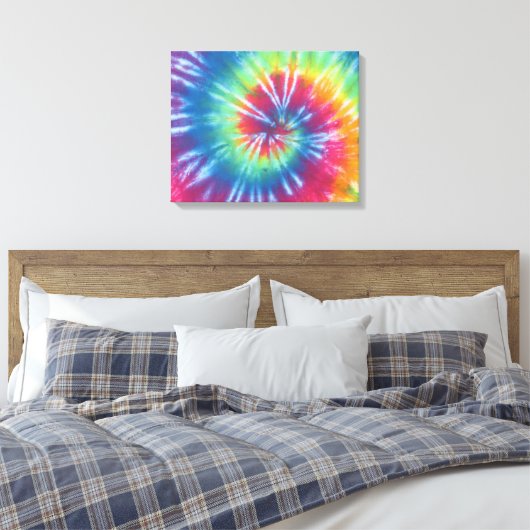 Traditionele Rainbow Swirl Tie Dye Wrapped Canvas (Insitu (Slaapkamer))