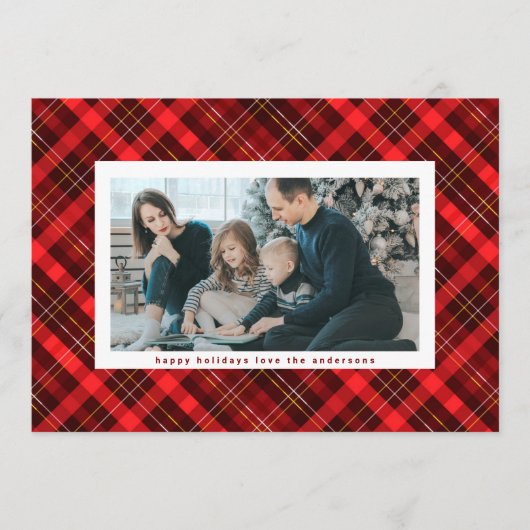 Traditionele Red Black kerstfoto Multi Photo Feestdagenkaart (Voorkant)