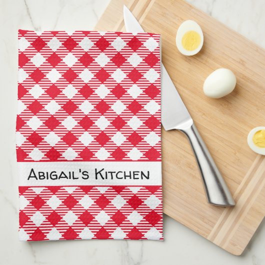 Traditionele Red Gingham Buffalo check Theedoek (Quarter Fold)
