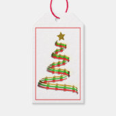 Traditionele Red Green Ribbon-kerstboom Cadeaulabel (Voorkant)