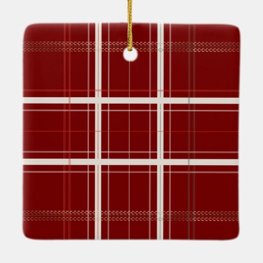 Traditionele Red Plaid 2 foto Keepsake Kerstmis Keramisch Ornament (Achterkant)