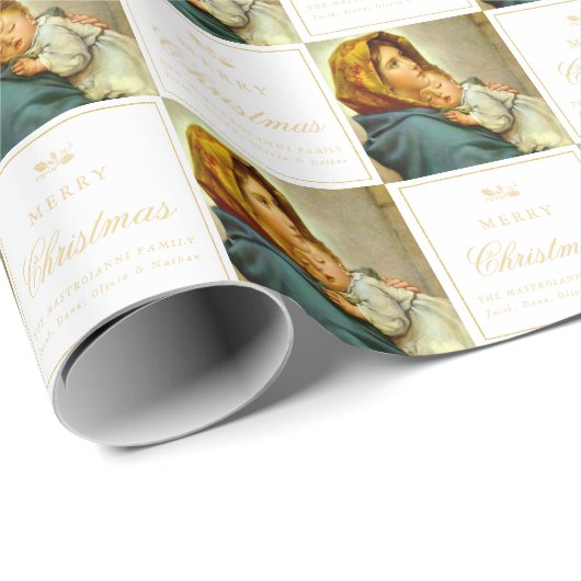 Traditionele Religieuze Maagd Maria & Jezus Kathol Cadeaupapier (Rol Hoek)