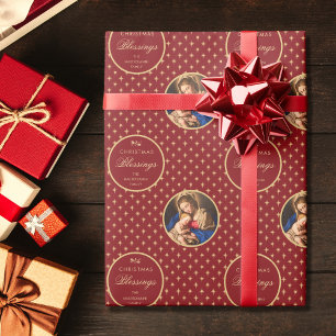 Traditionele religieuze Madonna en kerst bij kinde Cadeaupapier