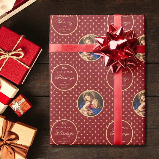 Traditionele religieuze Madonna en kerst bij kinde Cadeaupapier