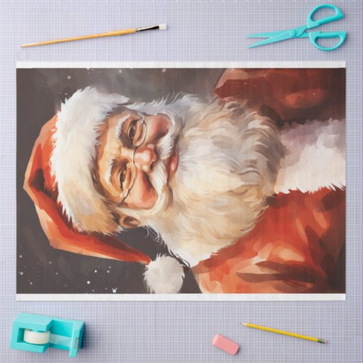 Traditionele retro Kerstman glimlachend rood pet Tissuepapier (Craft)