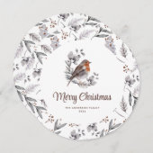 Traditionele Robin Bird vrolijke kerst Kaart (Voorkant / Achterkant)