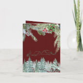 Traditionele robuuste bordeauxrode dennen Kerstmis Feestdagen Kaart (Achterkant)