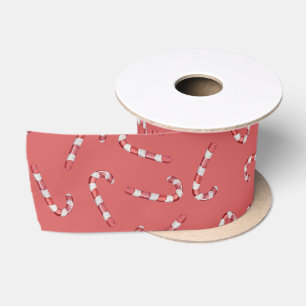 Traditionele rode Baby snoep Cane Vintage Kerstmis Satijnen Lint