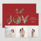 Traditionele rode blad botanische JOY collage foto Feestdagenkaart (Voorkant / Achterkant)