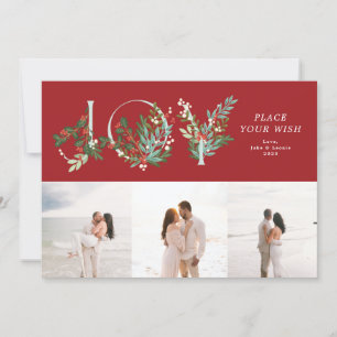 Traditionele rode blad botanische JOY collage foto Feestdagenkaart