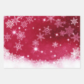 Traditionele rode blauwe en groene sneeuwvlokmotif inpakpapier vel (Voorkant)