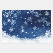 Traditionele rode blauwe en groene sneeuwvlokmotif inpakpapier vel (Voorkant 3)