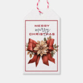 TRADITIONELE RODE BOOG MET BLOEM KERSTMIS CADEAULABEL (Voorkant)