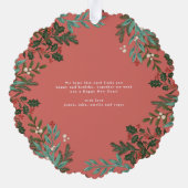 Traditionele rode botanische kerst foto ornament kaart (Achterkant)