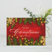 Traditionele rode en gouden kerst feestdagenkaart (Staand voorkant)