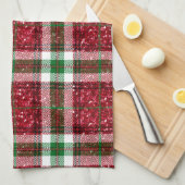 Traditionele rode en groene kerst Glitter Theedoek (Quarter Fold)