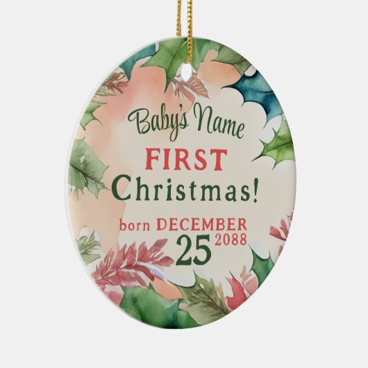 Traditionele rode en groene kerstfoto keramisch ornament (Rechts)