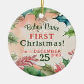 Traditionele rode en groene kerstfoto keramisch ornament (Voorkant)