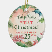 Traditionele rode en groene kerstfoto keramisch ornament (Links)