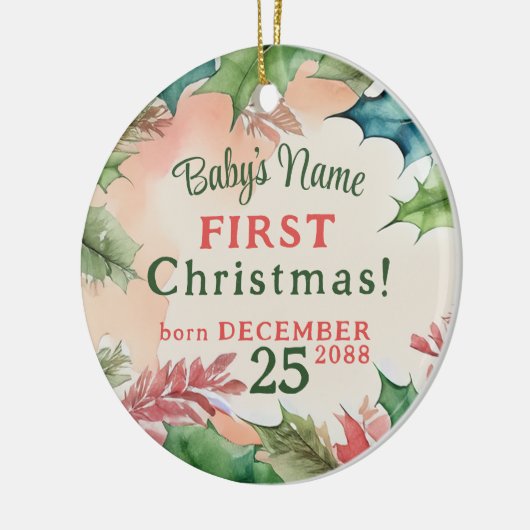 Traditionele rode en groene kerstfoto keramisch ornament (Links)