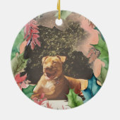 Traditionele rode en groene kerstfoto keramisch ornament (Achterkant)