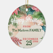 Traditionele rode en groene kerstfoto keramisch ornament (Links)