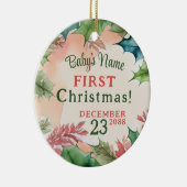 Traditionele rode en groene kerstfoto keramisch ornament (Rechts)