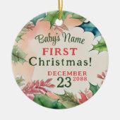 Traditionele rode en groene kerstfoto keramisch ornament (Voorkant)