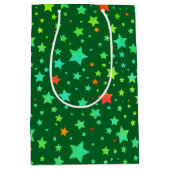 Traditionele rode en groene vakantie sterren patro medium cadeauzakje (Voorkant)