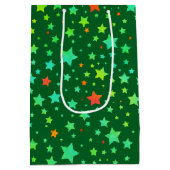 Traditionele rode en groene vakantie sterren patro medium cadeauzakje (Achterkant)