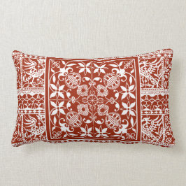 Traditionele rode en witte Antiek kant Kussen