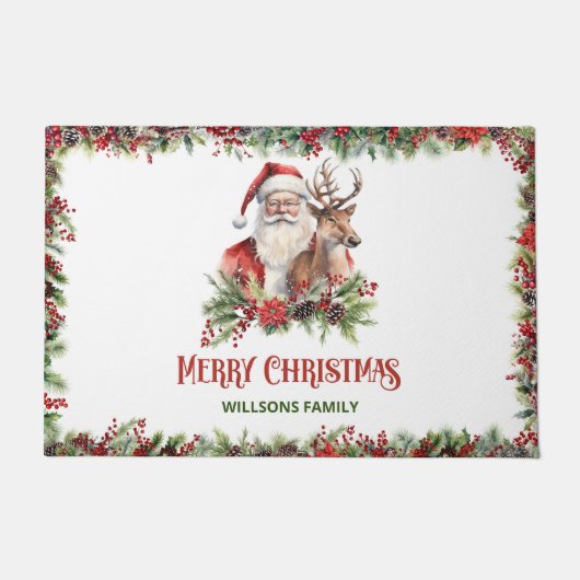 Traditionele rode en witte feestelijke bloemen San Deurmat (Voorkant)